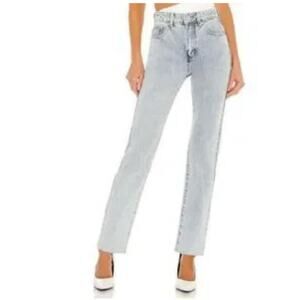 AGOLDE Cherie Long High Rise Straight Jeans in Merit Raw Hem Women's 23 (26x30)